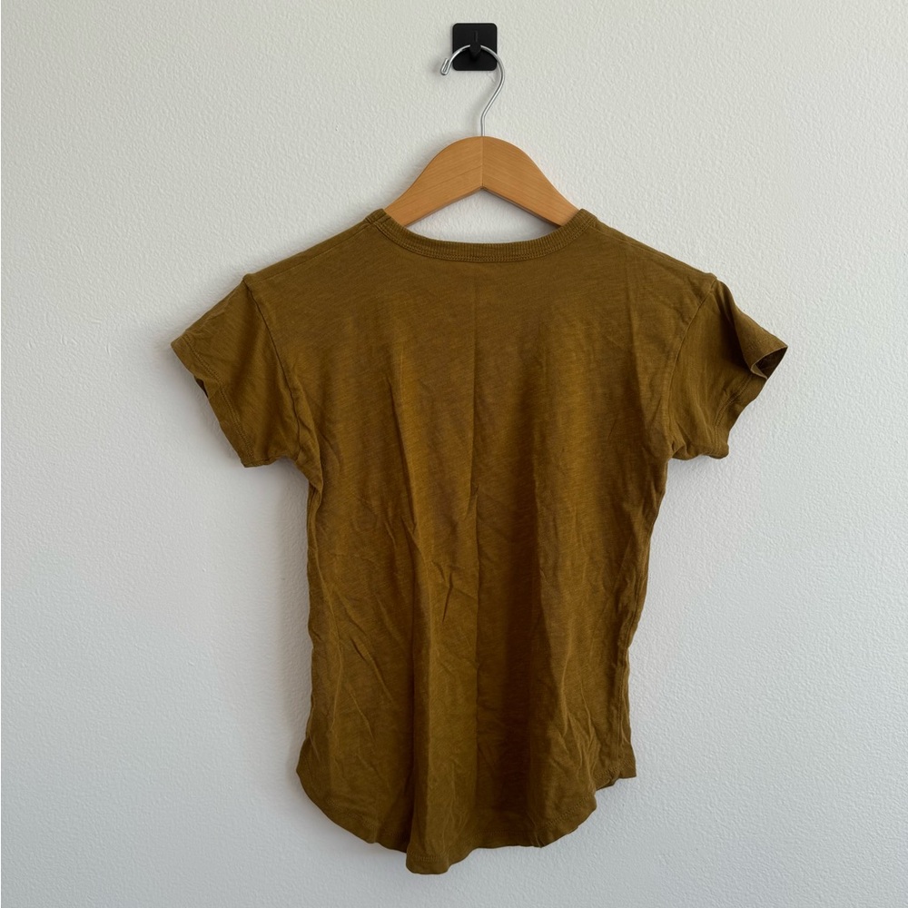 Madewell Golden Spinach Short Sleeve Whisper Cotton Rib Crewneck Tee - Picture 3 of 4